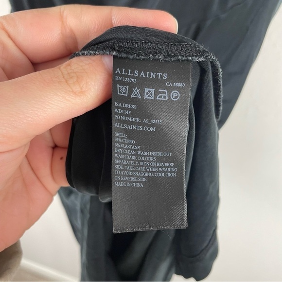 All Saints Dark Gray Black Isa Asymmetrical Short Sleeve Dress Size 4 - Picture 7 of 7